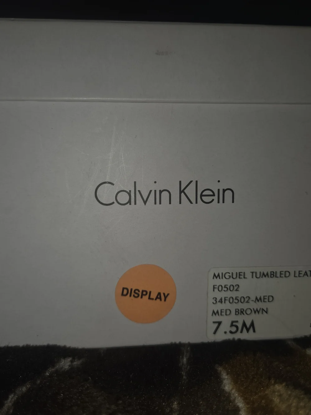 Calvin Klein Men's Brown Pebbled Leather Slip-On Loafers